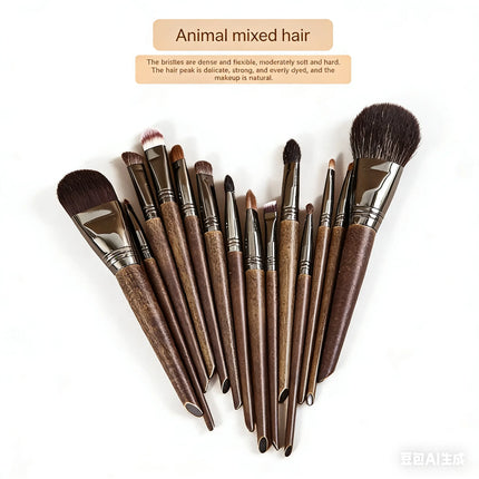 14-Piece Makeup Brush Set Professional Cosmetic Brushes with Birch Wood Handle Premium Soft Bristles for Makeup Artists