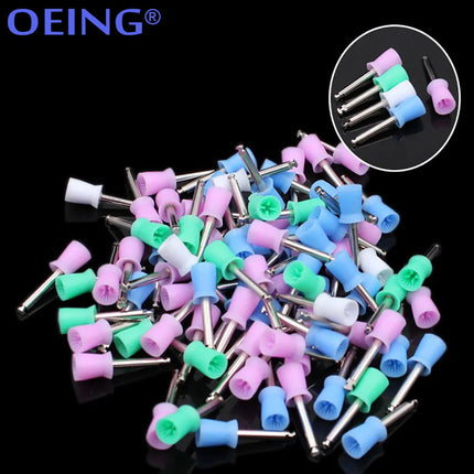 OEING 100pcs/box Dental Polishing Cup Tooth Polish Colorful Rubber Brush Polisher Prophy for Low Speed Handpiece Oral hygiene