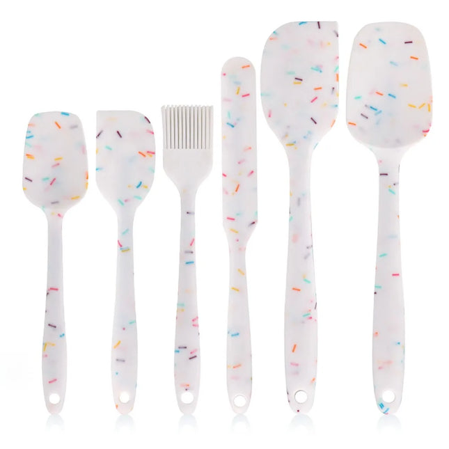 6PCS Silicone Spatula Set Food Grade Heat Resistant Non Stick for Baking Cooking Mixing Scraping Non Scratch Kitchen Utensils