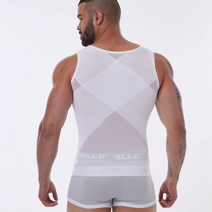 Compression Shirt for Men Slimming Undershirt Body Shaper Tank Top Gynecomastia Sleeveless Shapewear Vest Mesh Cross Suit 3XL