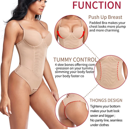 Thongs Bodysuit Shapewear Women Full Body Shaper Waist Trainer Steel Bones Tummy Control Underwear Flat Belly Underbust Corset