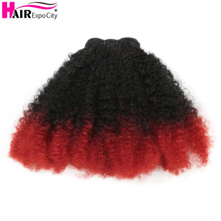 6Pcs Afro Kunky Curly Synthetic Weft Hair Sew In Ombre Brown Colored Bundles Protein Fiber Curly Hair Weave Extensions