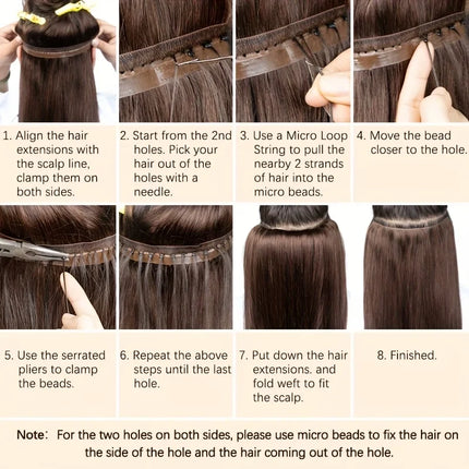 Butterfly Weft Hair Extensions Human Hair Invisible Flat PU with Hole Twin Tabs Hair Weft 12-24inch Microlink Application 40-50g