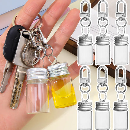 1-10Pcs Glass Wish Keychain Bottle for DIY Decoration Craft Couple Keychain Keyrings Funny Pendant Lanyard Keycord Jewelry Gift
