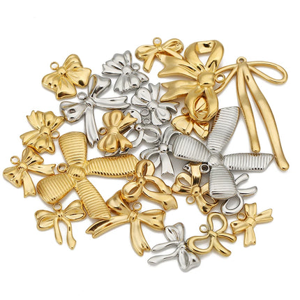 5pcs Stainless Steel Bow Knot Charms Waterproof Pvd Plated Gold Bow Pendants for DIY Earrings Bracelets Necklace Jewelry Making