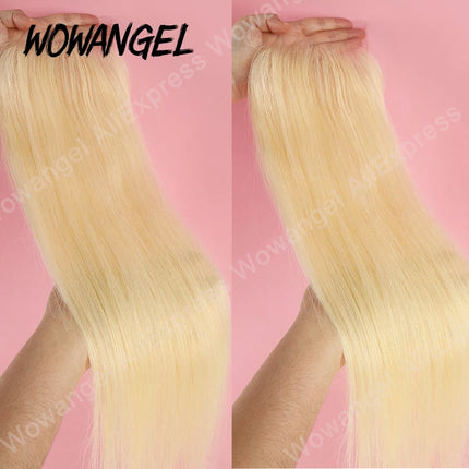 Wow Angel 6x6/5x5 HD Lace Frontal Only Human Hair PrePlucked 613 Blonde Real HD Lace Straight Closure Only Invisible For Women