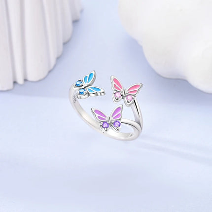 Adjustable Rings 925 Sterling Silver Mermaid Wing Dragon Sunflower Tulip Open Rings For Women Female Original Engagement Jewelry