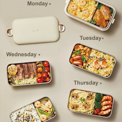 45W Electric Lunch Box Office Heated Lunch Box Portable Water-free Food Heater 304 stainless steel Insulated Lunch Box 800ml