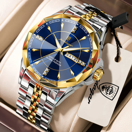POEDAGAR Luxury Man Clock Business Waterproof Luminous Date Week Watches For Men Quartz Stainless Steel Fashion Men's Wristwatch