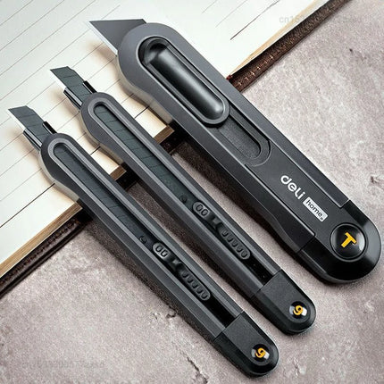 Retractable Snap-Off Utility Knife 18mm/9mm High Carbon Steel Blades Box Cutter Auto Lock for Office Supplies Stationery Tools