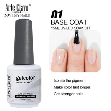 Arte Clavo Glitter Gel Nail 15ml Semi Permanent Soak Off UV Gel Varnish Nail Manicure Top Base Coat Gel Polish Art Decoration