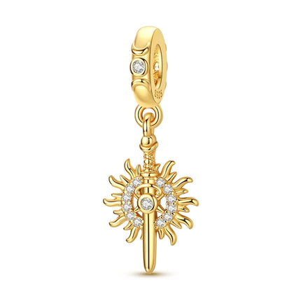 Gold Color Charms 925 Sterling Silver Original Golden Safety Chain Round Spacer Clip Charm DIY Jewelry For Women Bracelet Gift