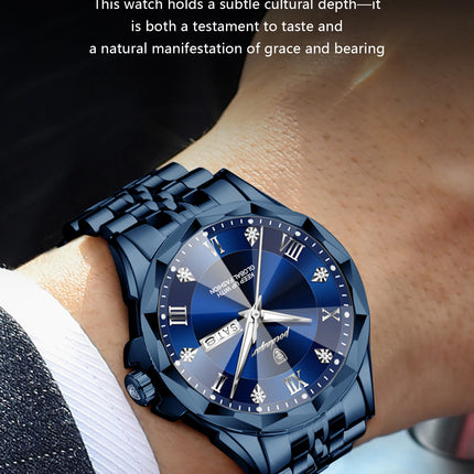 POEDAGAR Fashion Luxury Men Watch Top Original Waterproof Luminous Date Week Man Wristwatch Stainless Steel Quartz Men's Watches