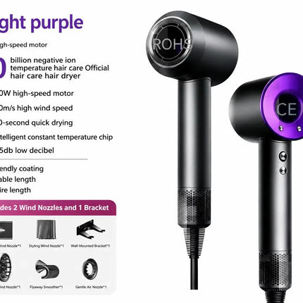 High-Speed Hair Dryer, 40 Million Negative Ions, Constant Temperature, Fast Drying, Low Noise, Professional Salon Blow Dryer with Nozzles
