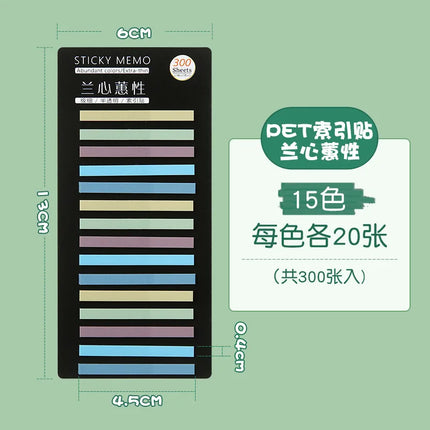 300Pcs Color Translucent Strips PET Index Sticker Note Highlight Mark Stickers Subjects Bookmarks Student Stationery Sticky Note