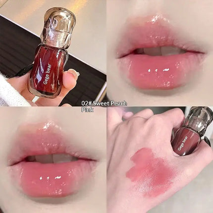 Gege Bear 5ml Crystal Gloss Lip Tint Hydrating Mirror-Gloss Finish Youthful Plumping Effect Autumn Winter Collection