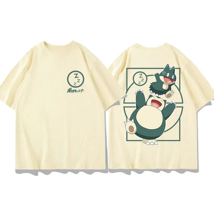 2026 Summer Pokemon Gengar Evolution Double Sided Print T-Shirt, 100% Cotton Loose Oversized Couple & Family Tee & Sports