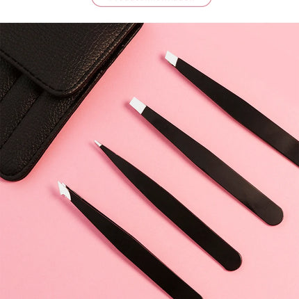 4Pcs/Set Professional Eyebrow Tweezers Eyebrow Hair Removal Clip Makeup Sets Eyelash Extension Eyelash Tweezers Beauty