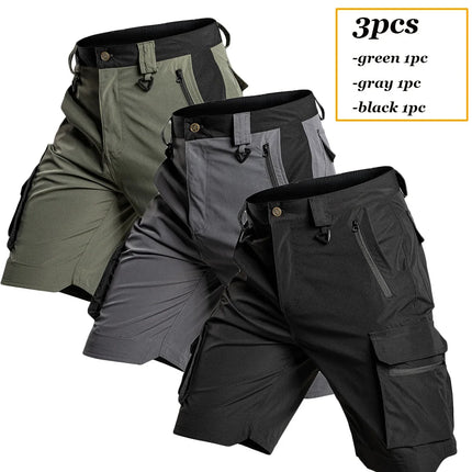 3-2-1Pcs Outdoor Training Work Shorts Men Multi-Pocket Tactical Cargo Pants Summer Thin Waterproof Quick Dry Climbing Shorts