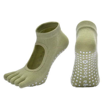 Women Five Toes Backless Yoga Socks Cotton Anti-Slip Indoor Fitness   Pilates Socks Ladies Ballet Dance Sports Socks Slipper