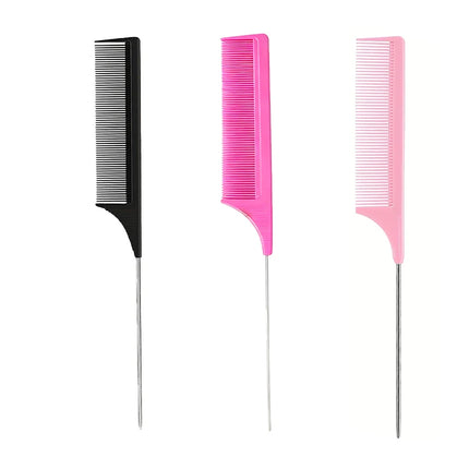 Professional Hair Tail Combs Stainless Steel Salon Cut Styling Comb Spiked Hair Care Styling Tools Barber Accessories Fine Teeth