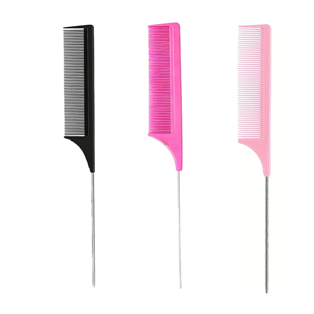 Professional Hair Tail Combs Stainless Steel Salon Cut Styling Comb Spiked Hair Care Styling Tools Barber Accessories Fine Teeth
