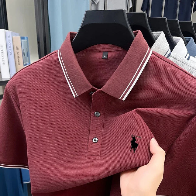Luxury men's clothing brand summer exquisite pony embroidery breathable polo shirt daily comfortable casual pure cotton short top