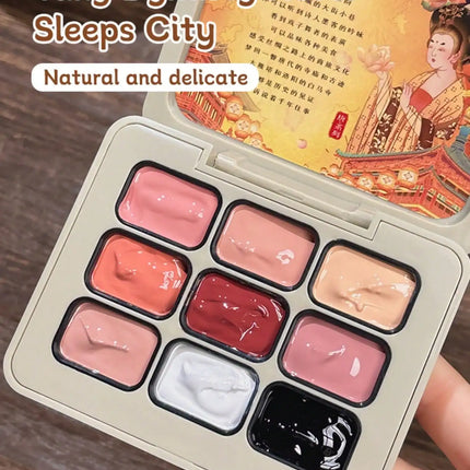 9-colors Tang Dynasty Never Sleeps City Patting Glue Smudge Canned High Saturation Popular Semi-Solid Nail-da tang bu ye cheng