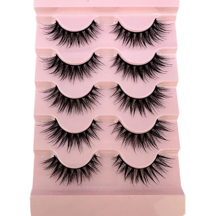 New 5 Pairs Wet False Eyelashes Naturally Wear False Eyelashes Everyday Sharp Tail Thick Simulation Cross Makeup Lashes