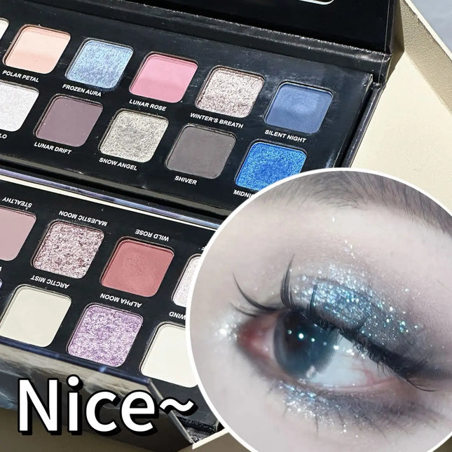 12 Colors Metallic Eyeshadow Palette Pearl Matte Sparkling Shimmer Blue Eye Shadow Highlighter Brighten Glitter Halloween Makeup