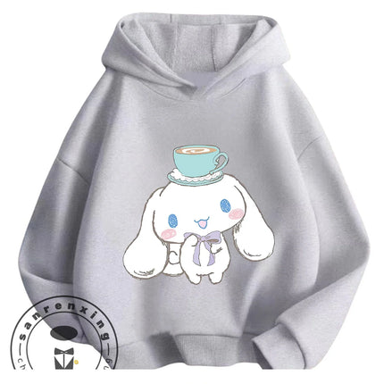 Cartoon Trendy Cinnamoroll Hoodie 3-14Y Boys Girls Autumn Winter Cute Kawaii Street Hot Fashion Outdoor Casual
