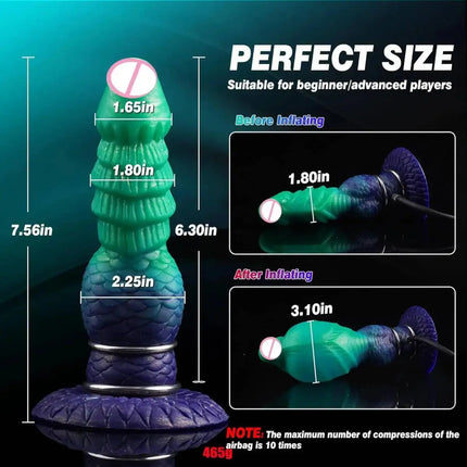 Inflatable Fantasy Monster Dildo Adjustable Big Knot Raised Thorns Realistic Texture Silicone Adult Toy for Beginners Advanced