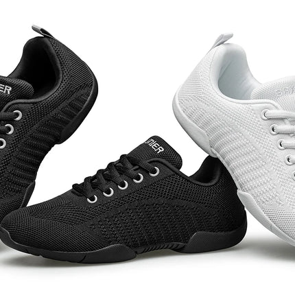 BAXINIER Girls Black Cheer Shoes Trainers Breathable Kids Training Dance Shoes Lightweight Youth Cheer Competition Sneakers
