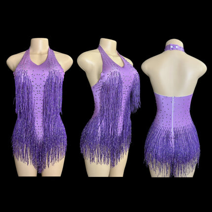 Sparkly Rhinestones Fringe Bodysuit Women Nightclub Party Dance Costume Stage Wear Sexy Tassel Leotard Performance Clothing 7G