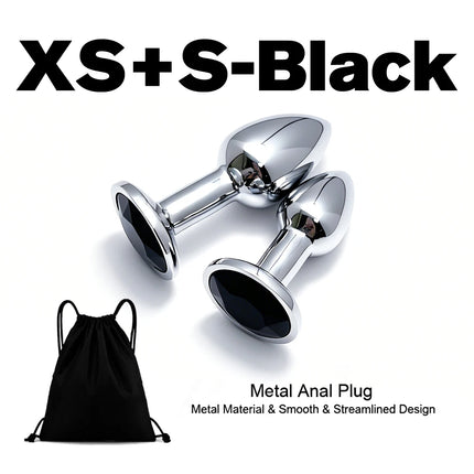 5 Size Black butt plug Metal anal plug Jewelry base beginner to expert G-point massage dildos adult women toys adult men toys