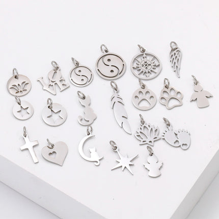 5pcs/Lot Stainless Steel Hollow Animal Cat Or Dog Claw Charm For DIY Necklace Bracelet Earrings Jewelry Accessories Pendants