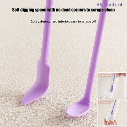 {HBA17} 1/3Pcs Cosmetic Bottle Silicone Mini Scraper Deep Bottle Scraper Cosmetic Spoon Double End 2 In 1 Jam Spatula