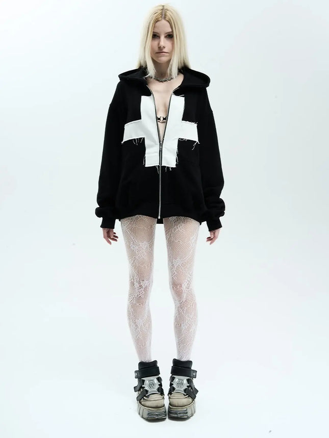 Autumn and Winter Harajuku Instagram Trendy Retro Fashion Zipper Hoodie Cross border Clothing for Men and Women