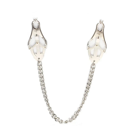 Stainless Steel Metal Chain Nipple Milk Clips Breast Clip Sex Slaves Nipple Clamps Sex Toys Butterfly Style For Couples