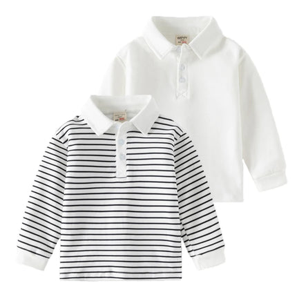Cotton Polo Shirts for Boys Girls Striped Tops Kids 2 to 3 4 5 6 Years Long Sleeve Sweatshirts Spring Autumn Baby Clothes Child