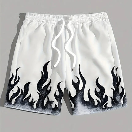 Basic Shorts Men's Casual Shorts Fitness Sports Flame Pattern 3D Print Gothic Style Summer Men Gym Shorts Football Man Clothes