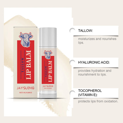 Tallow Lip Balm Ultra Nourishing Non-Greasy Softening Fade Lip Lines Remove Dark Anti-Cracking Moisturizing Lip Care