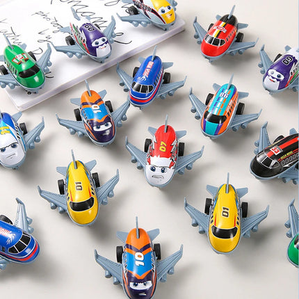 Rebound Small Aircraft Children Cartoon Mini Alloy Taxiing Passenger Plane Toys Model Inertial Force Metal Sheet Metal Airplanes