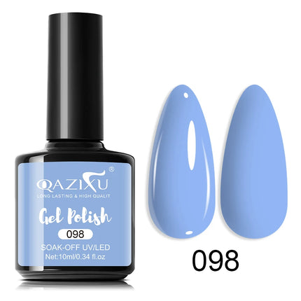 QAZIXU 48 Colors 10ml Red Black White Gel Nail Polish Manicure Semi Permanent Soak Off UV Nail Art Varnish Nail Supplies