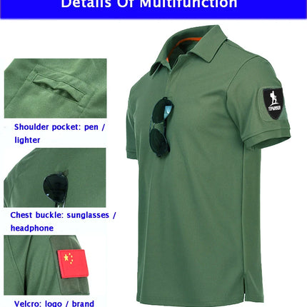 Men's Quick Dry Embroidered Polo Shirts Summer Custom Plus Size Military Clothes Tactical Plain Turn-down Army T-shirts