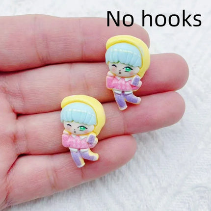 10pcs resin cartoon character jewelry earrings necklaces bracelets pendants DIY accessories