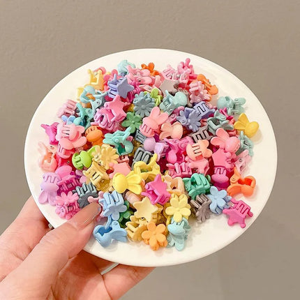 30Pcs/Lot Small Cute Hair Claws Clips For Girls Baby Colorful Hairpin Cartoon Rabbit Flower Crown Star Hair Clips Accessories