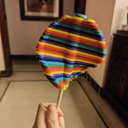 Wooden Rotating Lollipop Fibonacci Sequence Art Creative Idea Stress Relief Office Home Novelty Gadget for Adults Kids