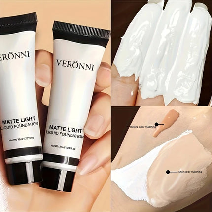 White toning liquid foundation water-resistant,Matte Natural Finish,Lightweight Non-Sticky Foundation Concealer,Halloween makeup