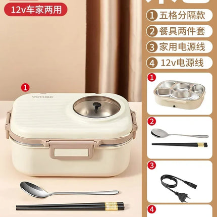 12V 24V Car Electric Lunch Box Portable Heating Rice Cooker Truck Food Warmer Insulated Cooking Pot for Hot Meal